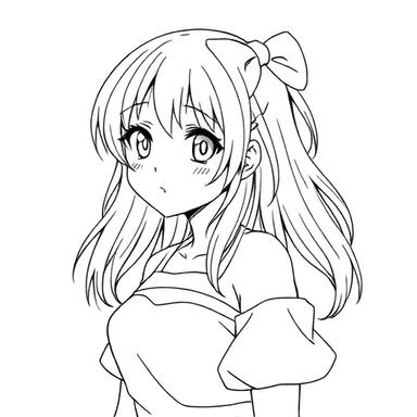 ai coloring page anime girl
